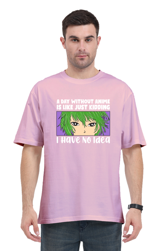 Men's “A Day Without Anime” Printed Oversized T-shirt